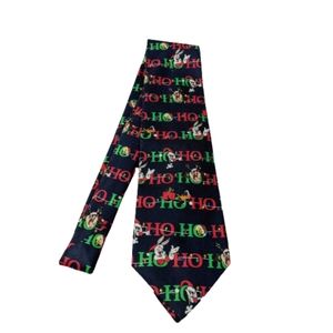 Looney Tunes Ho Ho Ho Navy Blue Christmas Necktie